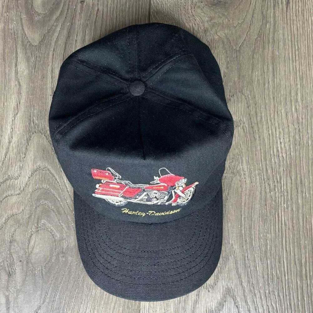 Harley-Davidson Motorcycle Strap Back Embroidered Hat - USA Made Ball Cap - Picture 8 of 12